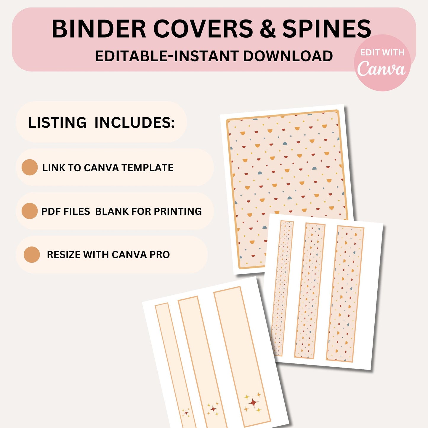 Editable Classroom Binder Covers & Spines | Modern Boho Teacher Organization | Canva Templates PDF | Binder Cover Printables