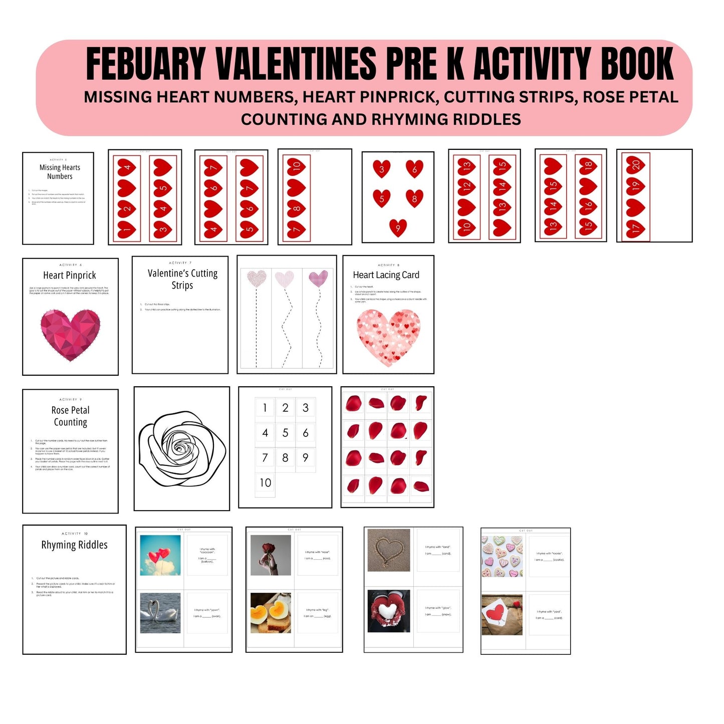 Valentine’s Day Preschool Busy Book | Printable Preschool Curriculum & Worksheets | Fun Valentine Activities for Kids