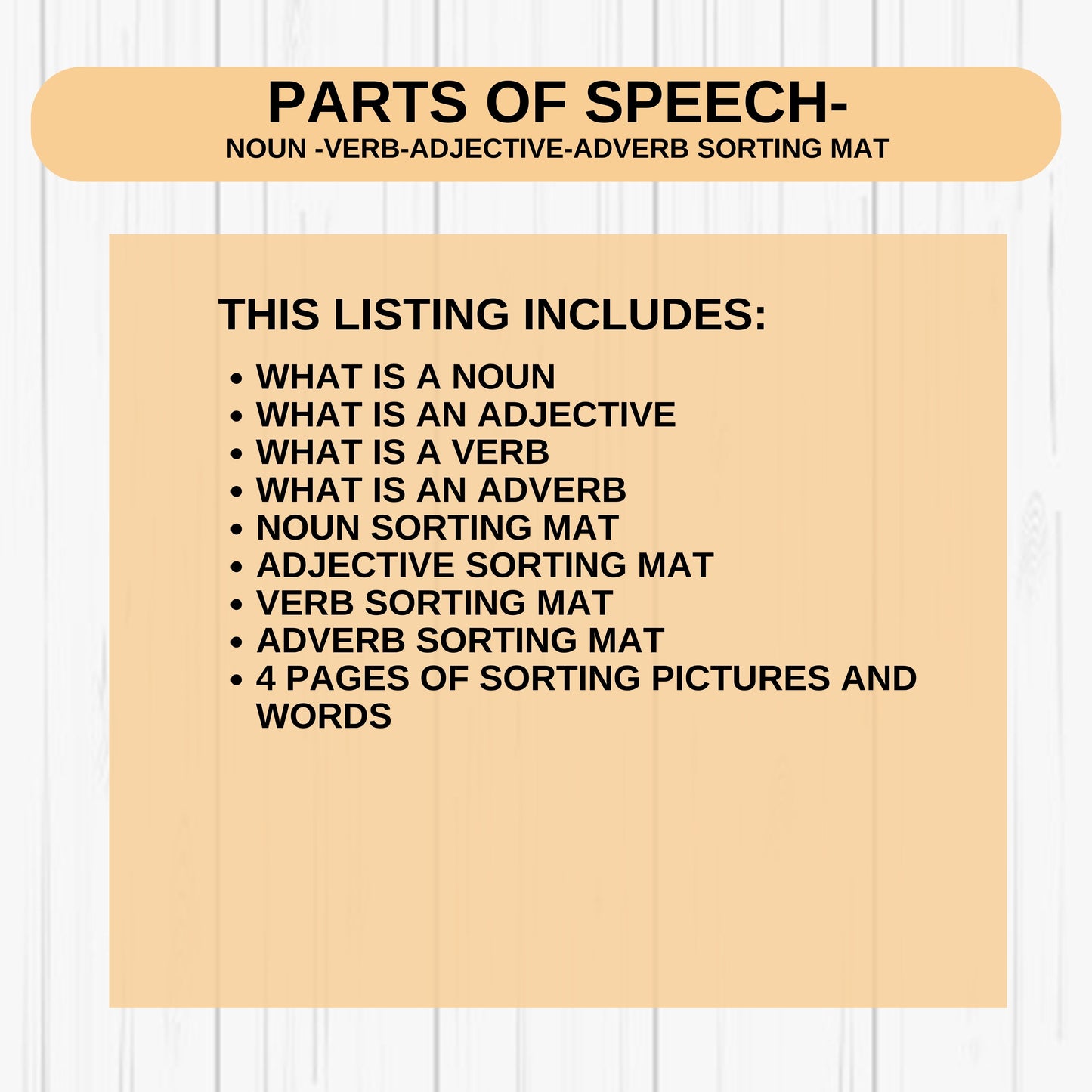 Parts of Speech Printable Grammar Game – Fun Language Arts Activity for Kids | Teach Nouns, Verbs, Adjectives & Adverbs | Early Reading & ESL Resource
