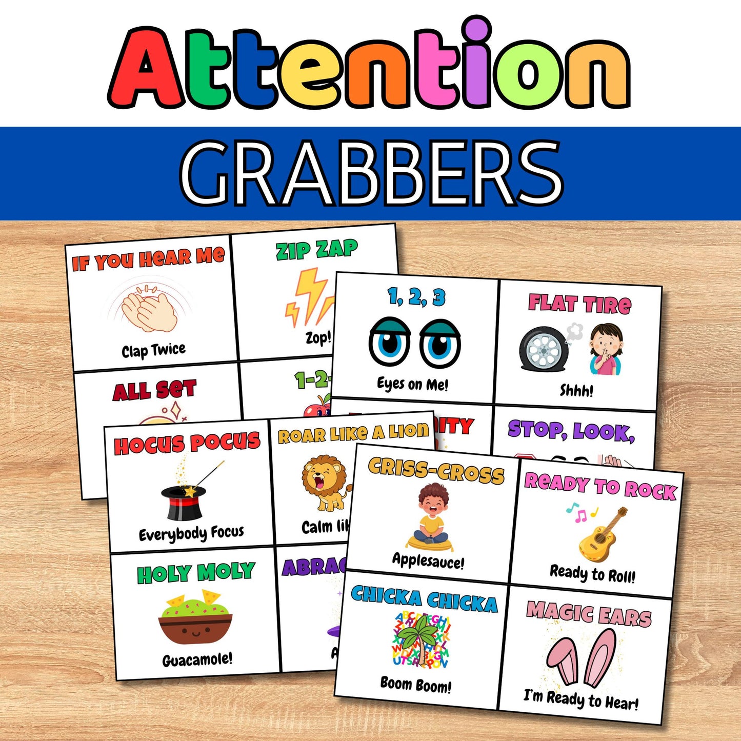 25 Classroom Attention Grabbers Posters & Call and Response Cards | Fun Teacher Printables for Classroom Management