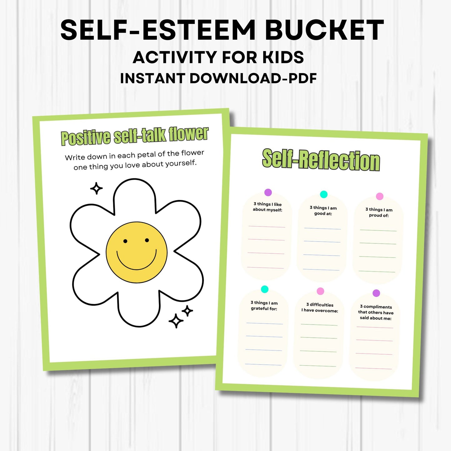 The self esteem bucket self worth self love confidence activity for kids therapy worksheets affirmations school counselling resources SEL