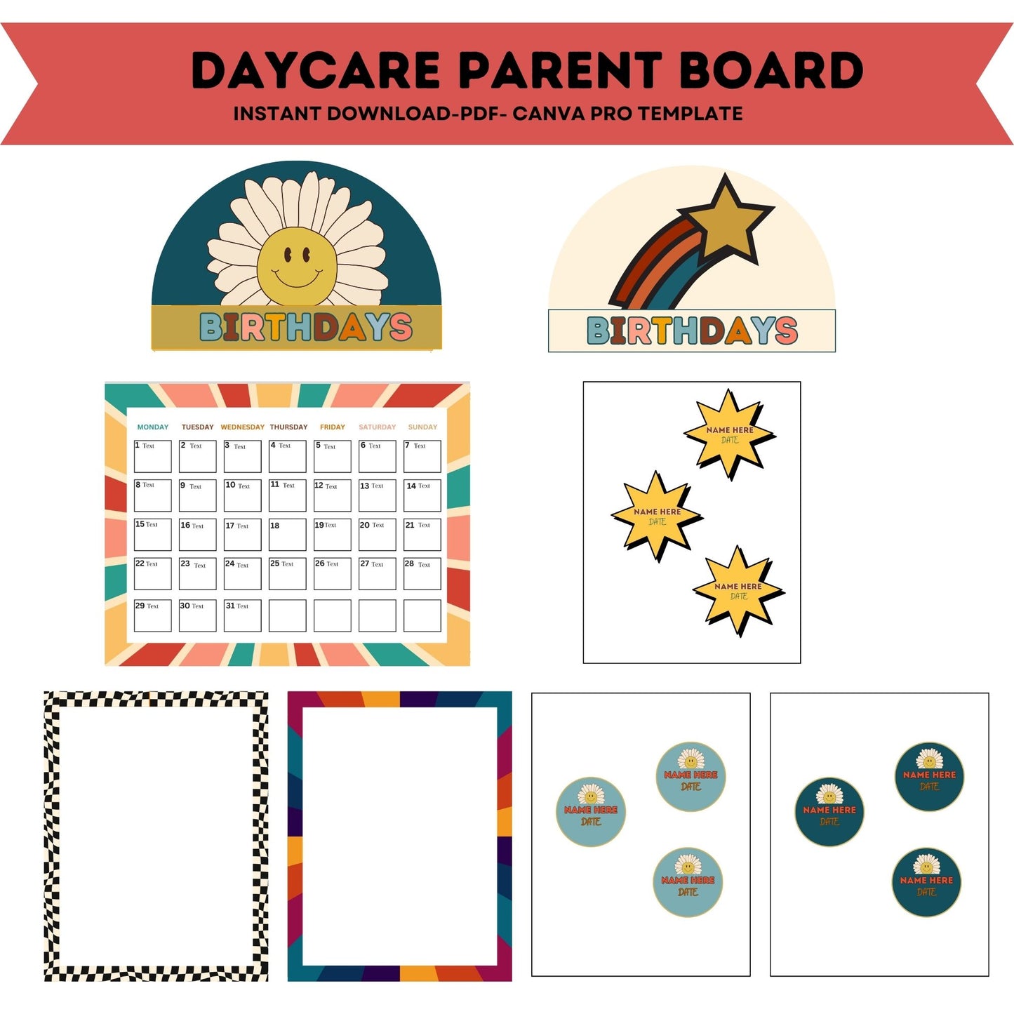 Daycare Parent Bulletin Board Template | Editable Canva Childcare Info Board | Daycare Management & Organization Forms