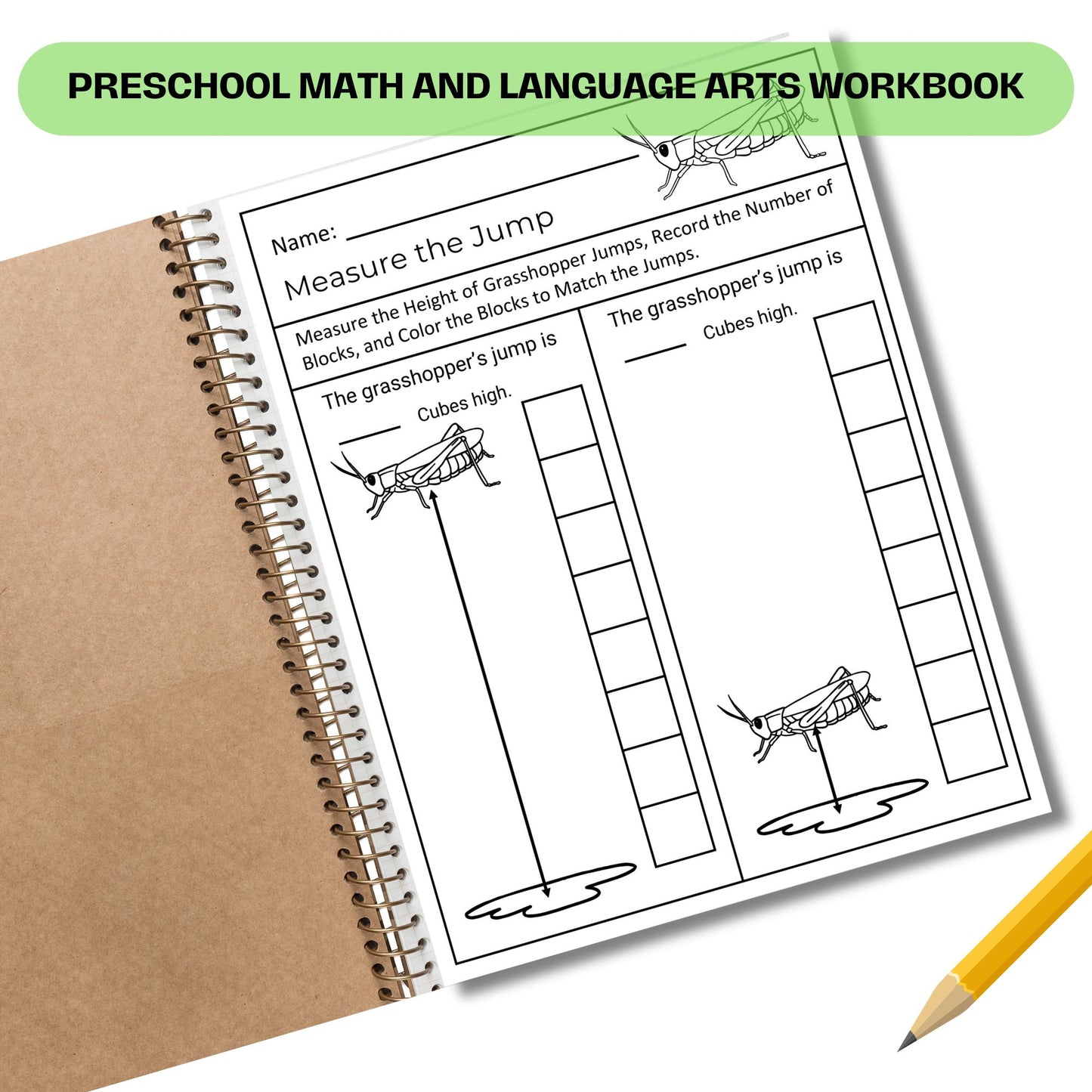 Printable Preschool Workbook | Insect Theme Toddler Activities | Homeschool Worksheets for Math and English