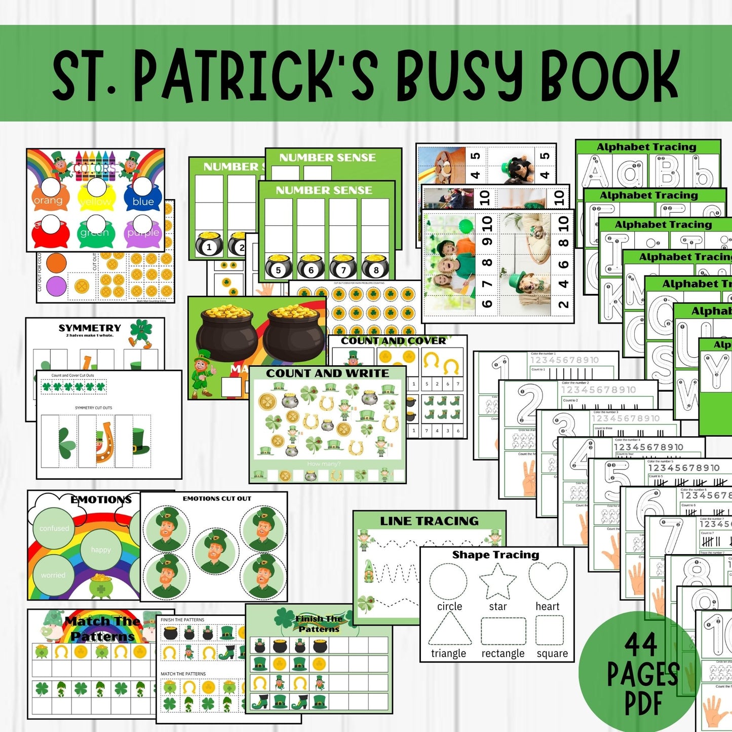 St Patricks Day Busy Book Printable Toddler Learning Binder Preschool Printables Homeschool Activity Book Educational Worksheets for Kids