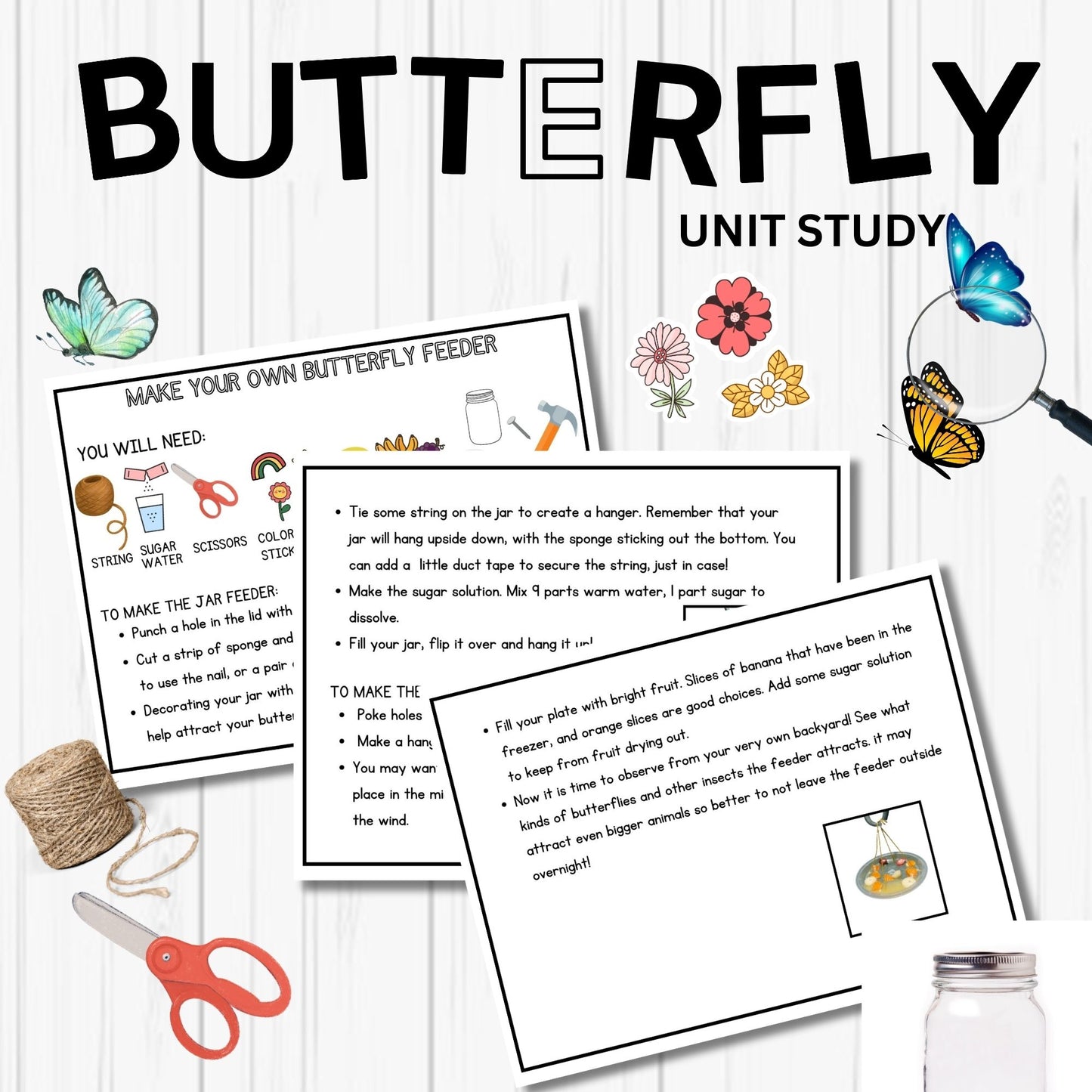 Butterfly Unit Study Bundle Charlotte Mason Nature Study Homeschool Learning Materials Educational Prints Butterfly Preschool Busy Binder