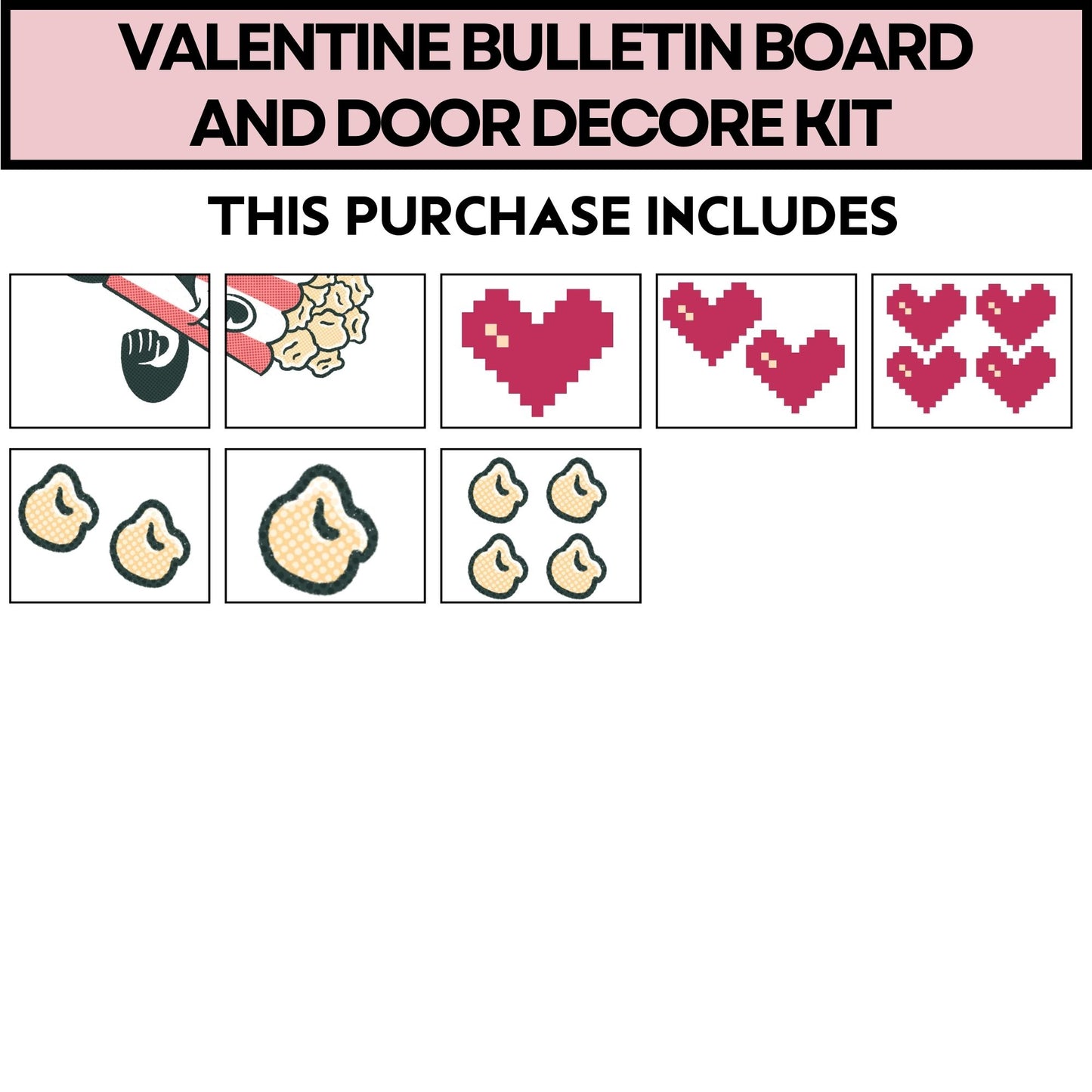 Valentines Bulletin Board Retro Bulletin Board Popcorn Bulletin Board Valentines Door Decor Classroom Decor Valentine Student Activity