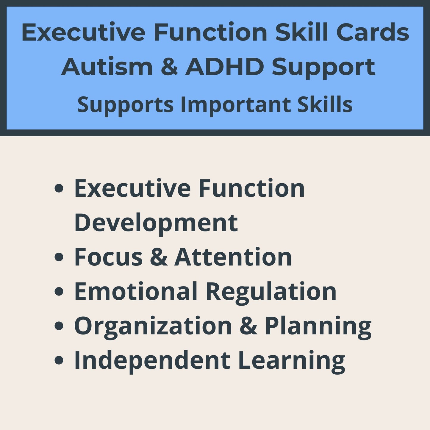 Autism & ADHD Executive Function Cards | 62 Skill Flashcards for Focus, Planning & Self-Regulation