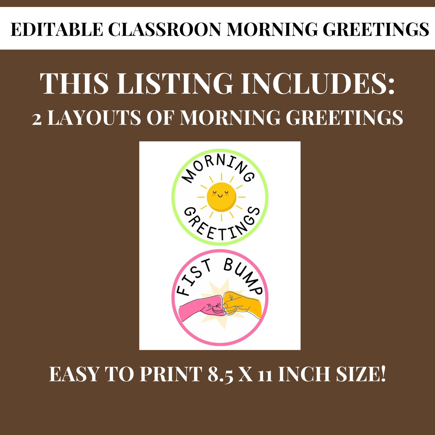 Classroom Morning Greeting Display Bundle | Printable Morning Greeting Choices for Students | Elementary Classroom Decor