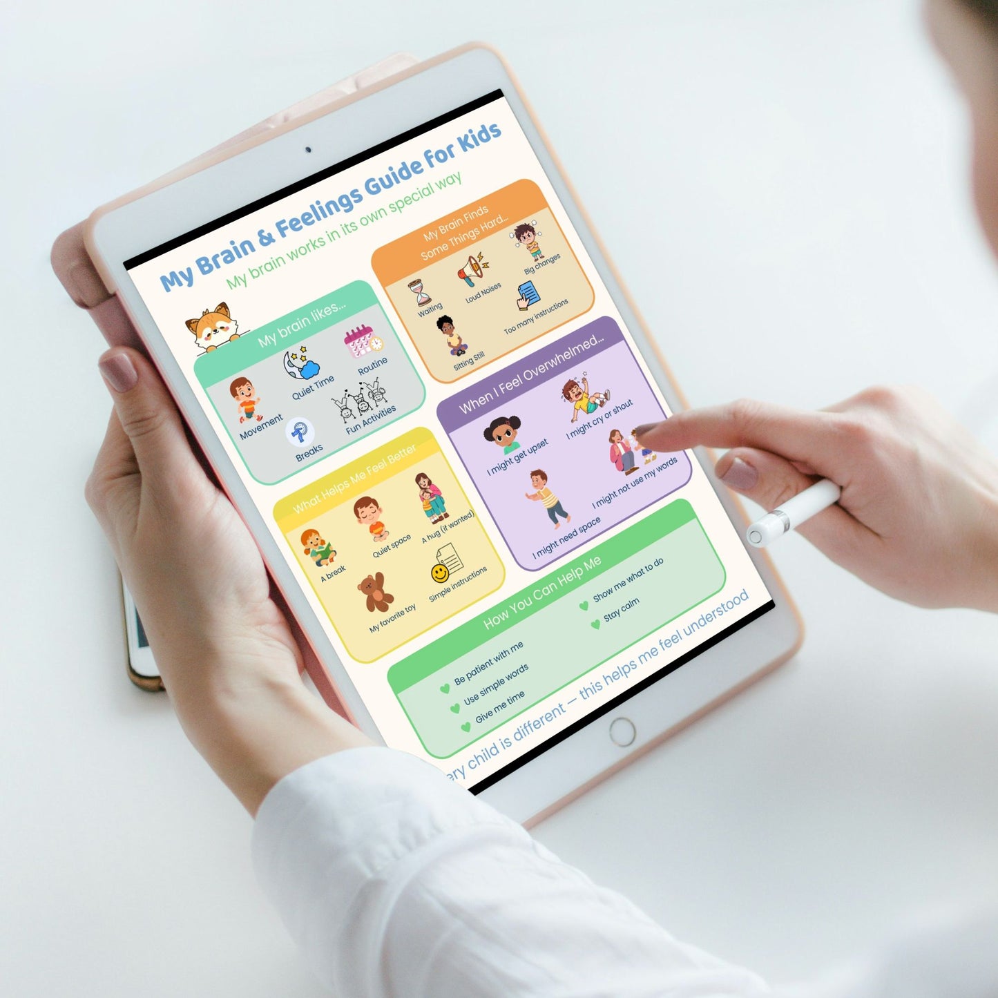 My Brain and Feelings Guide for Kids | Emotional Regulation Printable, Autism ADHD Visual Support, SEL Poster & Worksheet