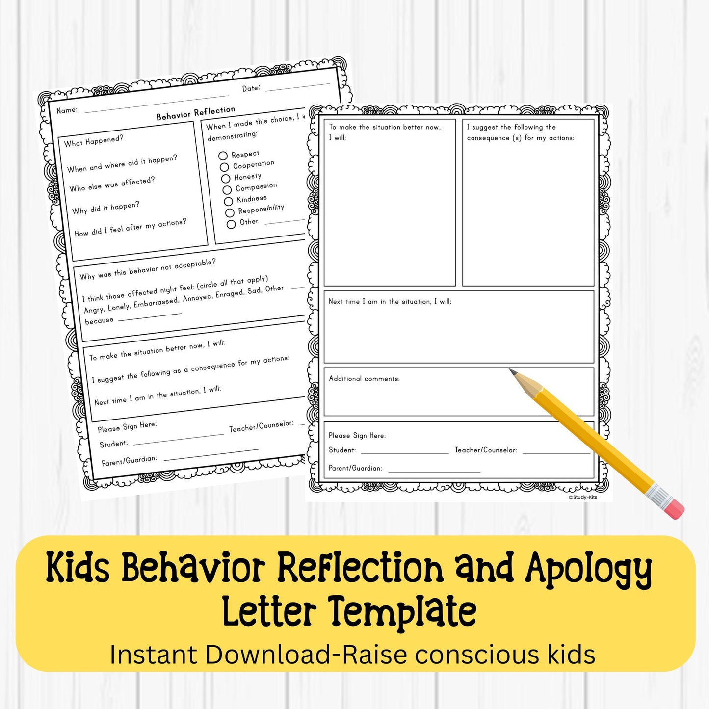 Behavior Reflection, Worry Monster & Coping Skills SEL Bundle | Calm Down Corner, Emotional Regulation Activities for Kids