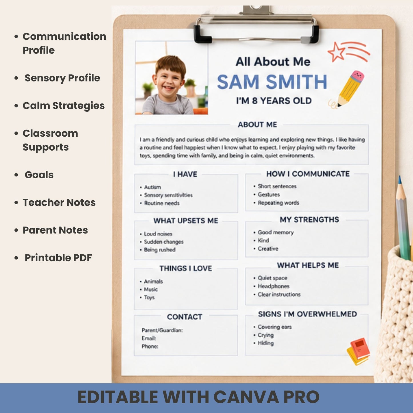 Editable Autism All About Me Student Profile | Special Education