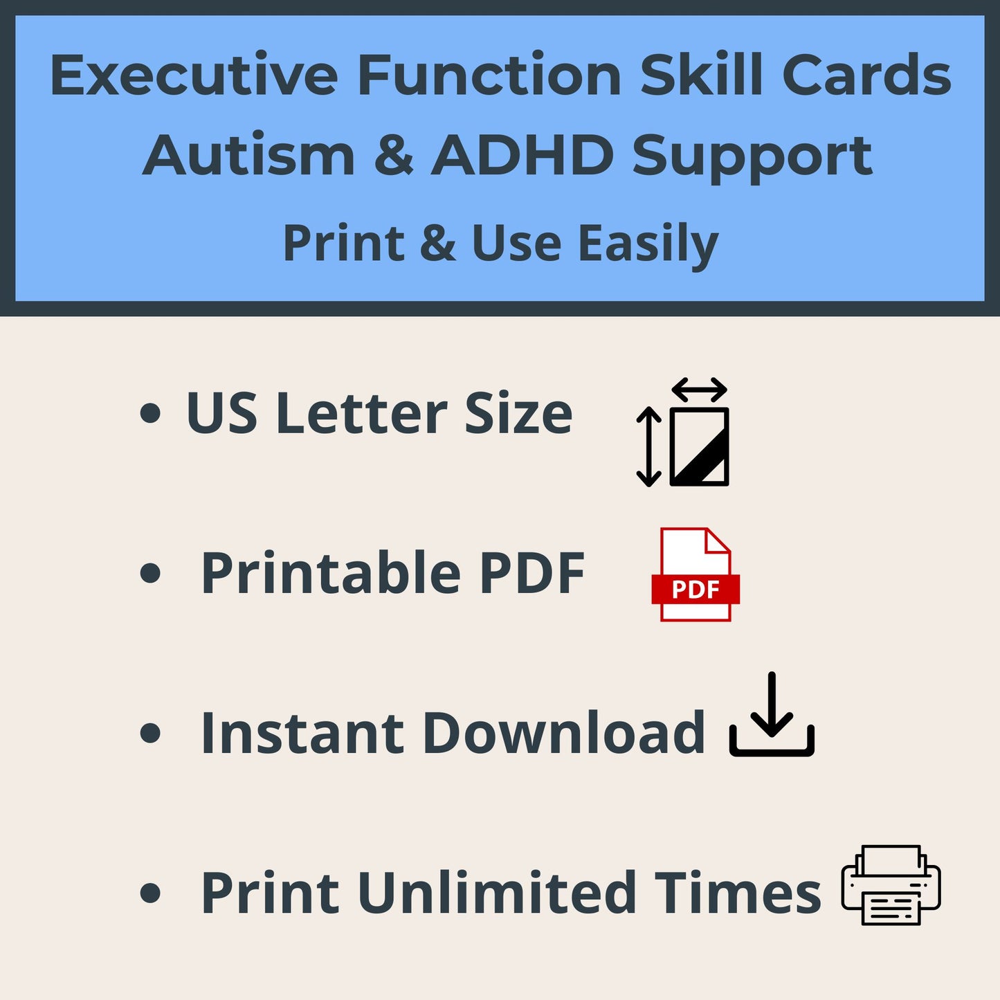 Autism & ADHD Executive Function Cards | 62 Skill Flashcards for Focus, Planning & Self-Regulation