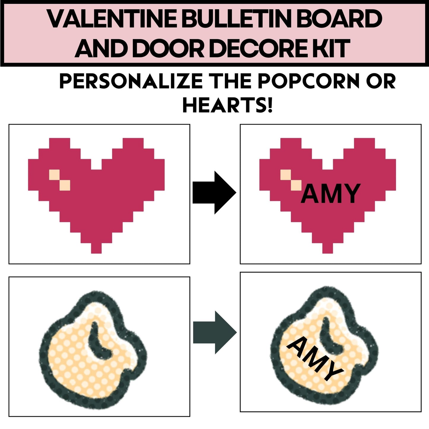 Valentines Bulletin Board Retro Bulletin Board Popcorn Bulletin Board Valentines Door Decor Classroom Decor Valentine Student Activity