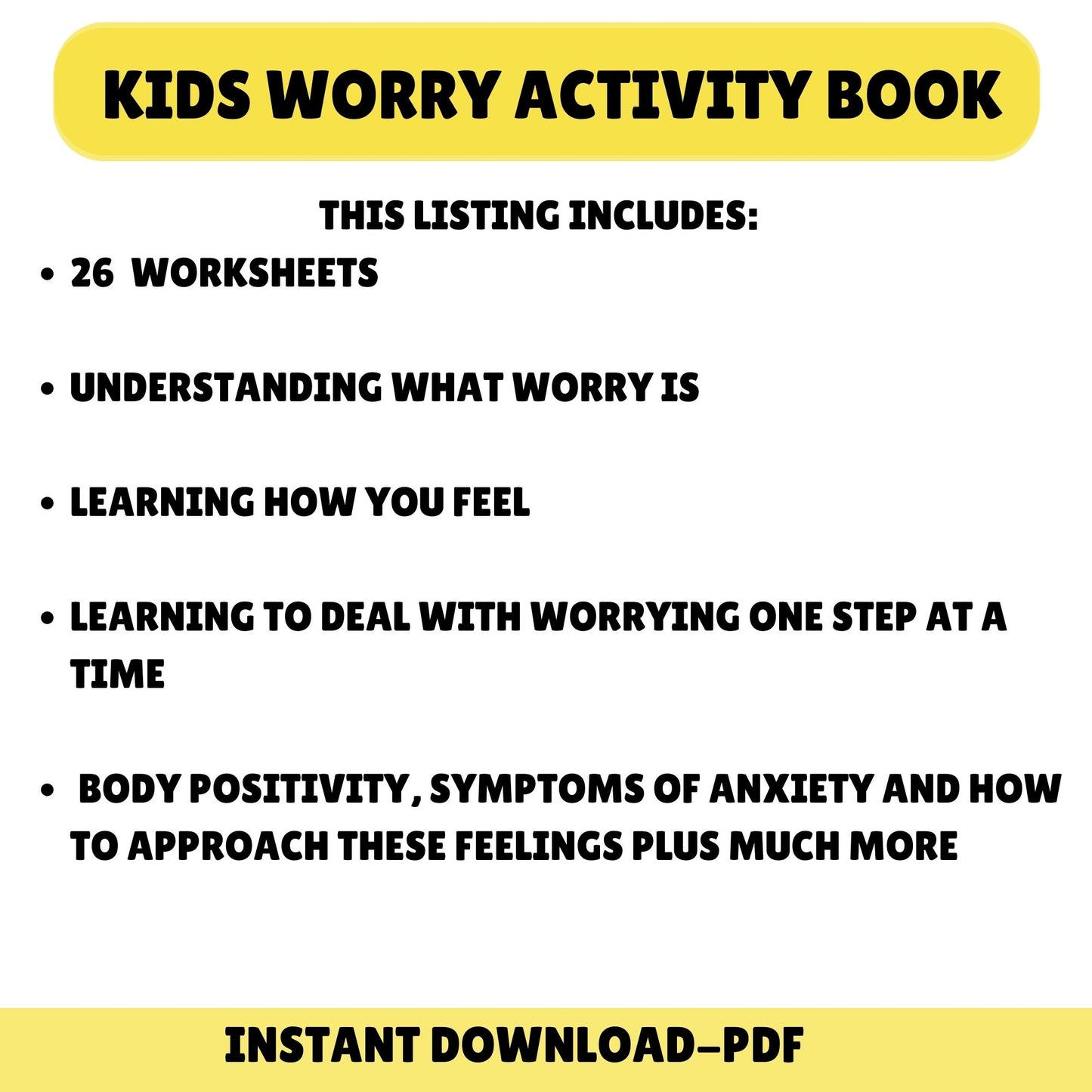 Worry anxiety workbook for kids CBT worksheets therapy office decor school counselling resources counseling games coping skills for kids