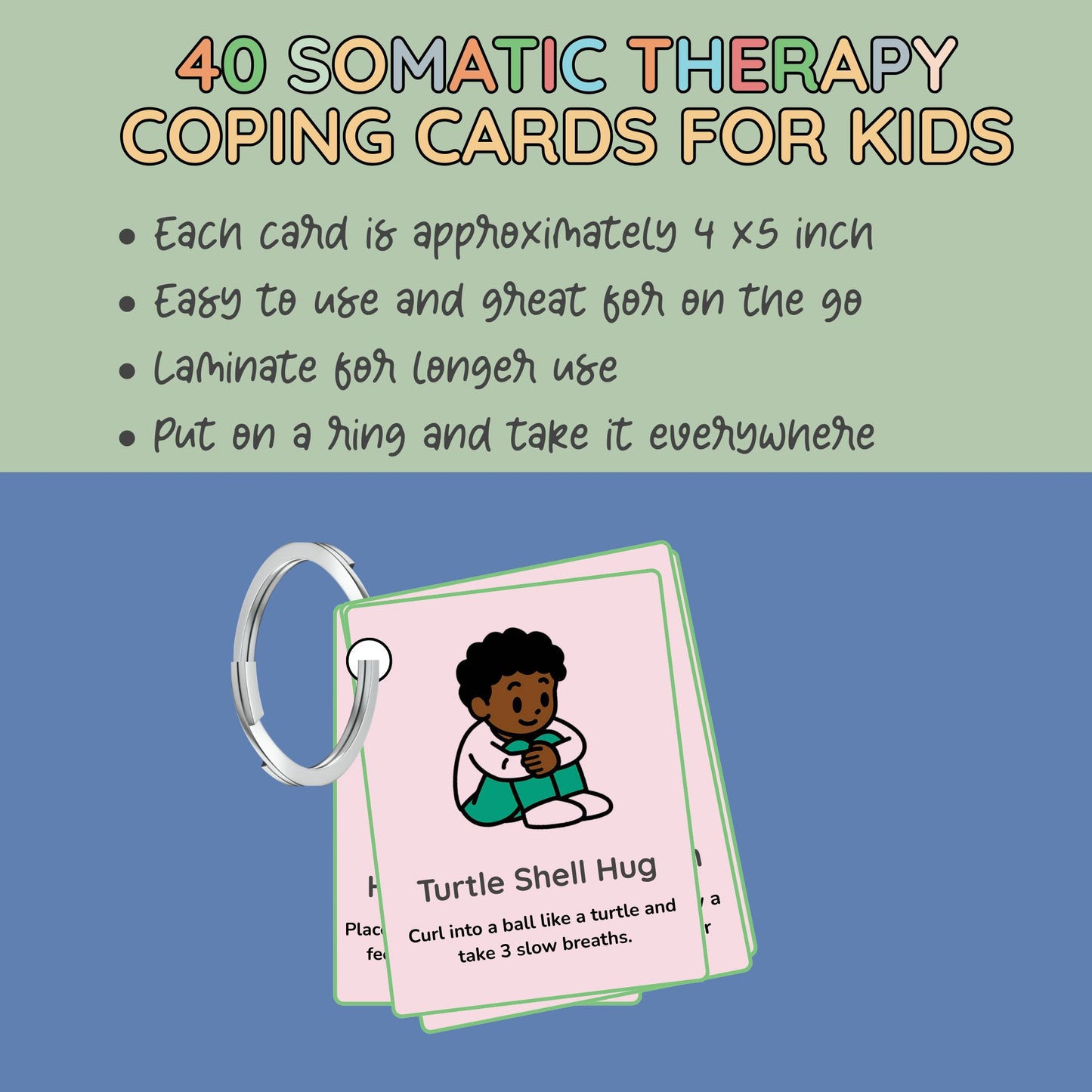 40 Somatic Therapy Coping Skills Cards for Kids | Nervous System Regulation, Polyvagal Grounding Activities, Emotional Regulation Tools