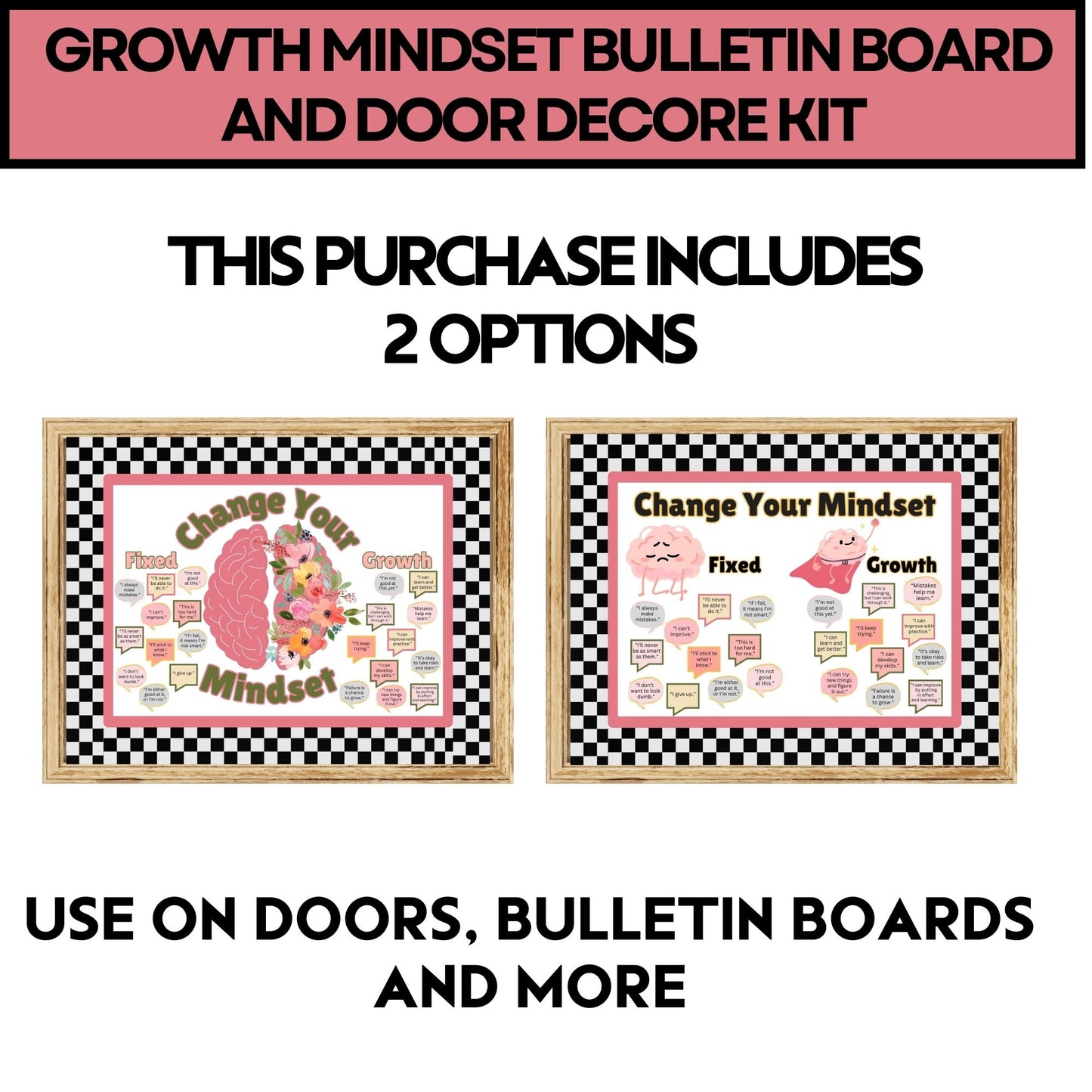 Growth Mindset Bulletin Board Kit – Modern Classroom Decor for Positive Thinking Change your Mindset Bulletin Board Growth Mindset Pastel Classroom Social Emotional Decor Back to School Decor School Counselor Template