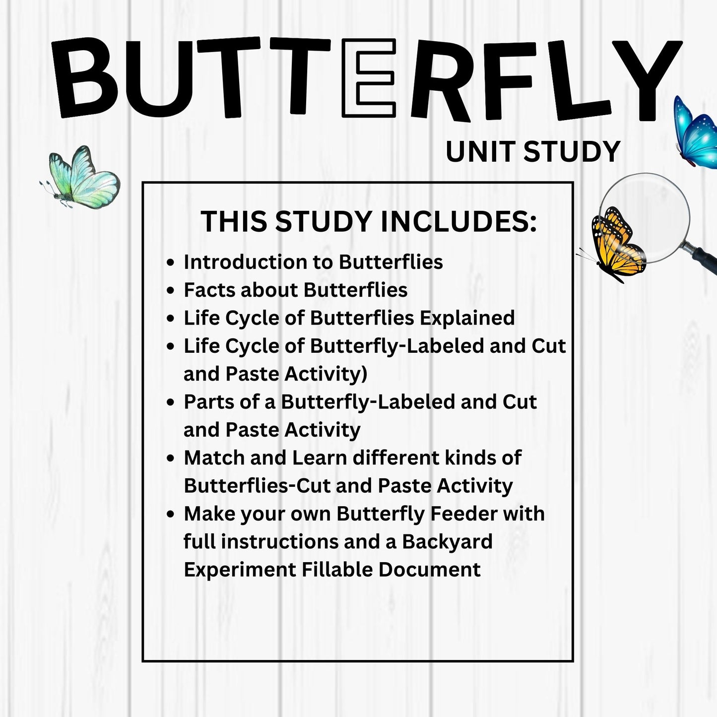 Butterfly Unit Study Bundle Charlotte Mason Nature Study Homeschool Learning Materials Educational Prints Butterfly Preschool Busy Binder