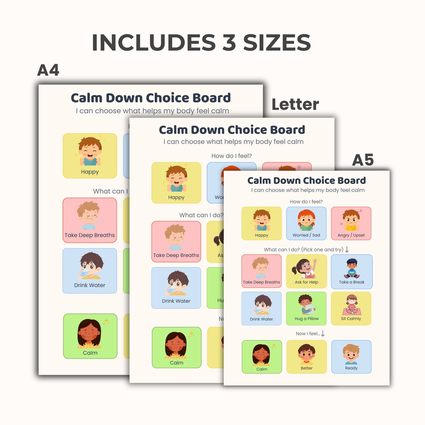 Calm Down Choice Board for Kids | Emotional Regulation and Coping Skills Printable