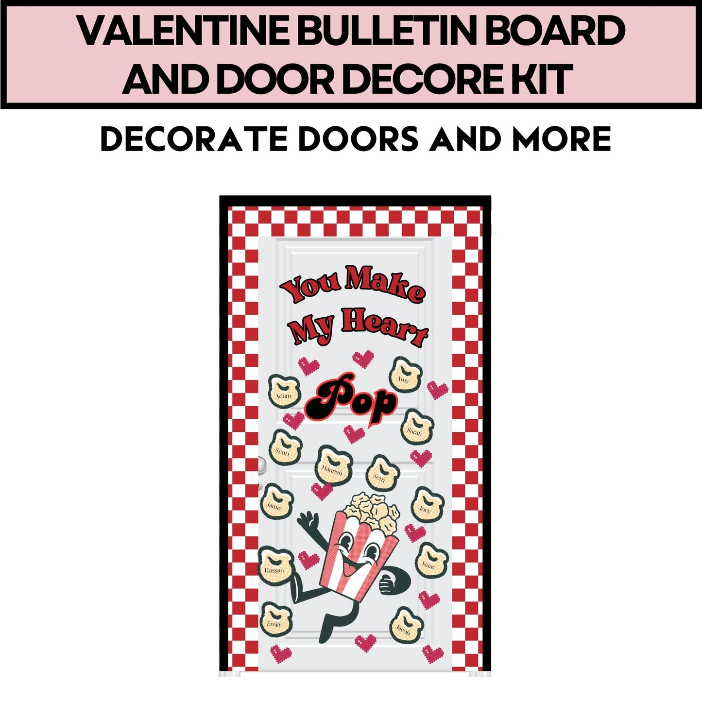 Valentines Bulletin Board Retro Bulletin Board Popcorn Bulletin Board Valentines Door Decor Classroom Decor Valentine Student Activity