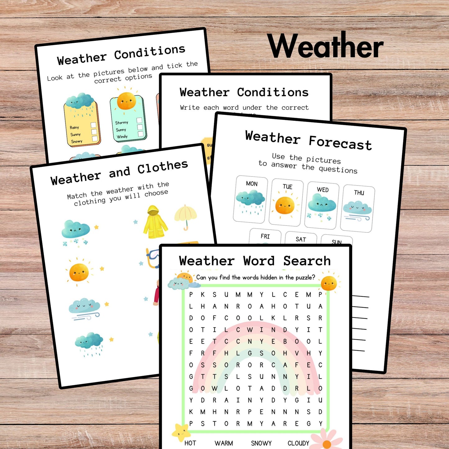 Weather and Seasons Unit Study Homeschool Learning Materials Educational Activities for Kids Temperature Weather Flashcard Season Activities