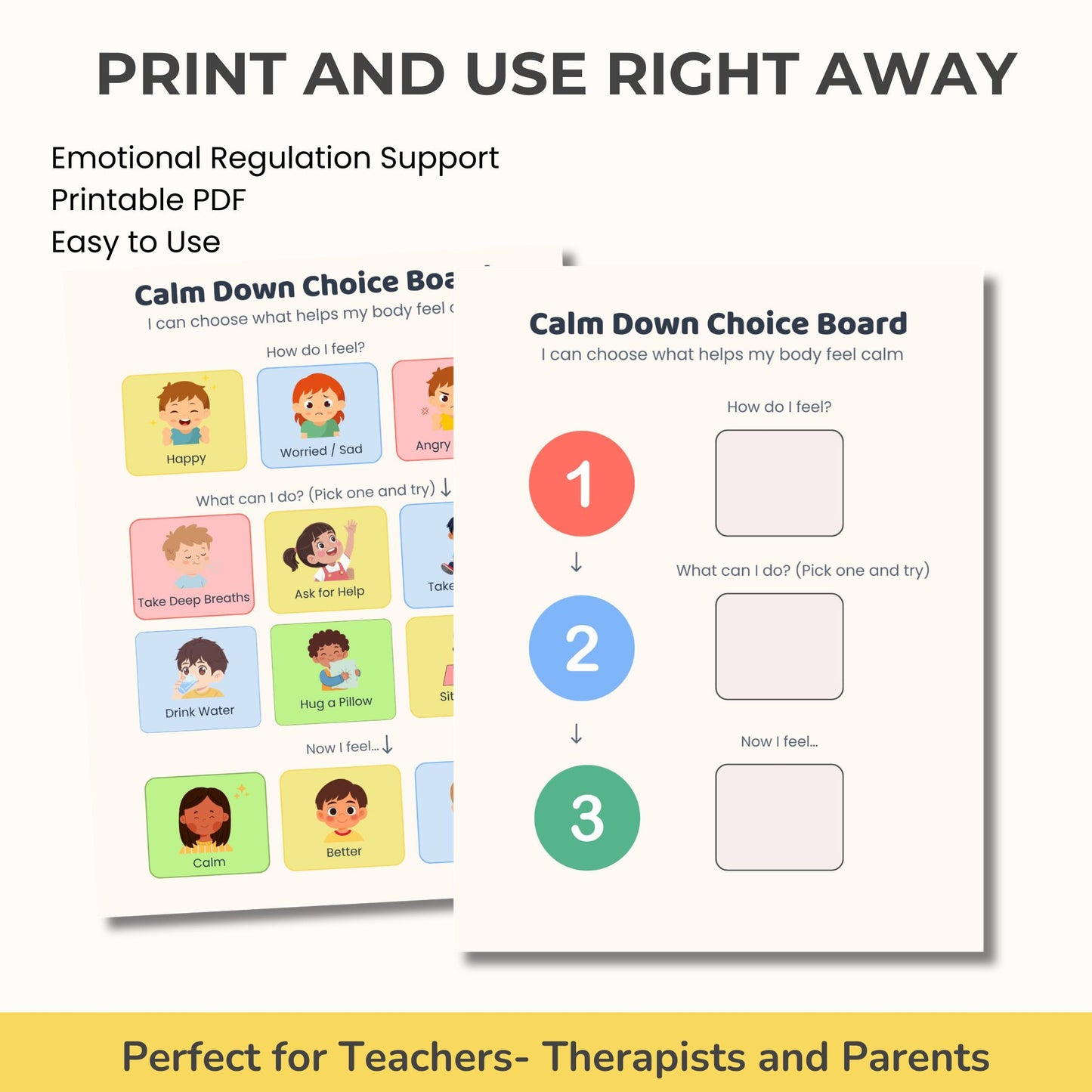 Calm Down Choice Board for Kids | Emotional Regulation and Coping Skills Printable