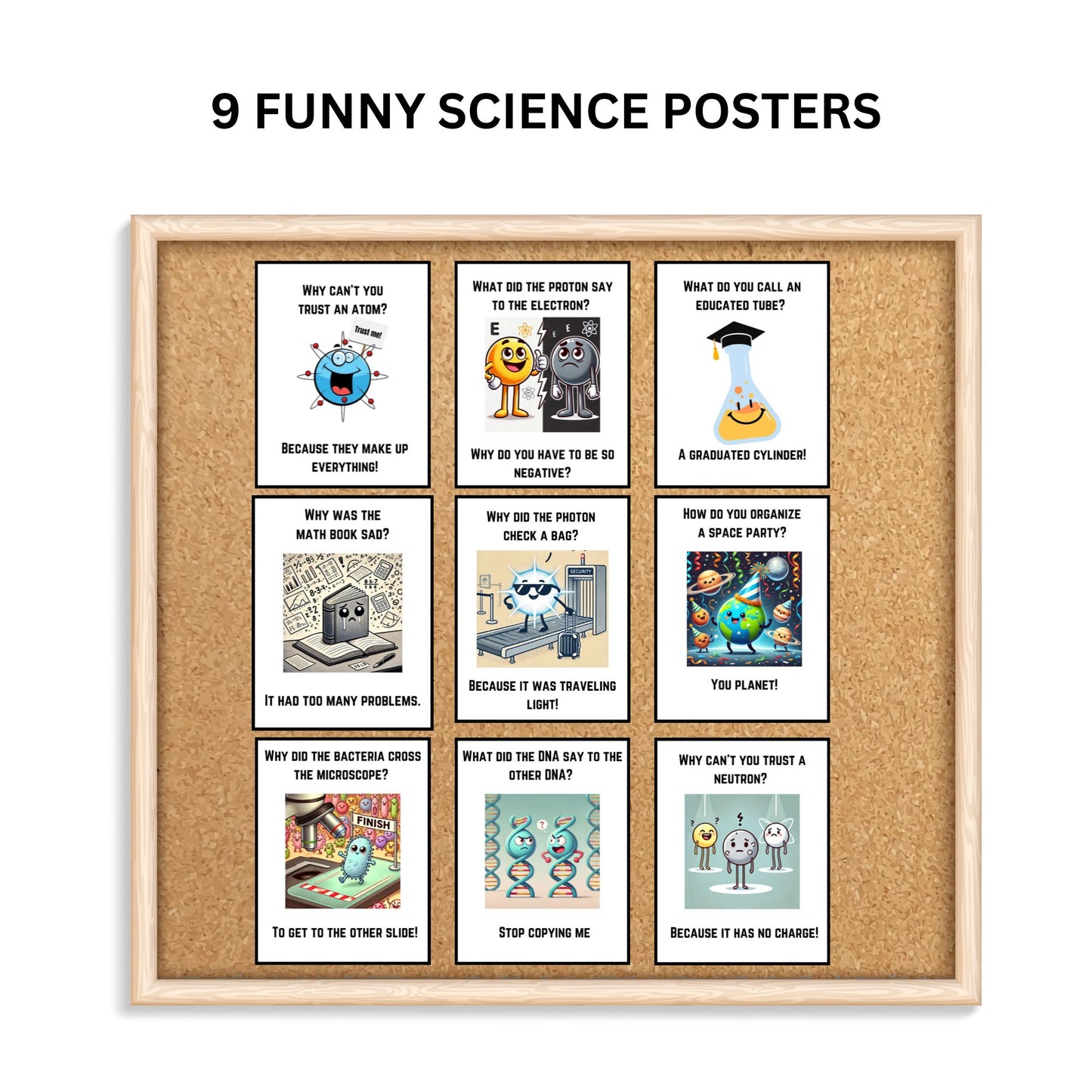 Funny Science Posters Set Of 9 Prints Science Classroom Posters Puns Jokes Science Homeschool Science Teacher Gift Classroom Displays