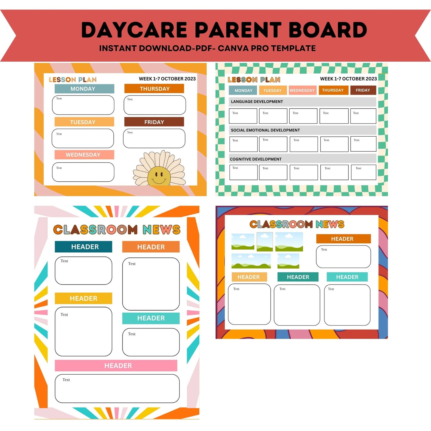 Daycare Parent Bulletin Board Template | Editable Canva Childcare Info Board | Daycare Management & Organization Forms