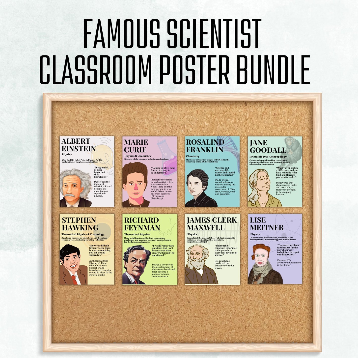 Famous Scientist Classroom Poster Set Science Classroom Décor Women in Science Men in Science Famous Women in Math Classroom Decor Digital