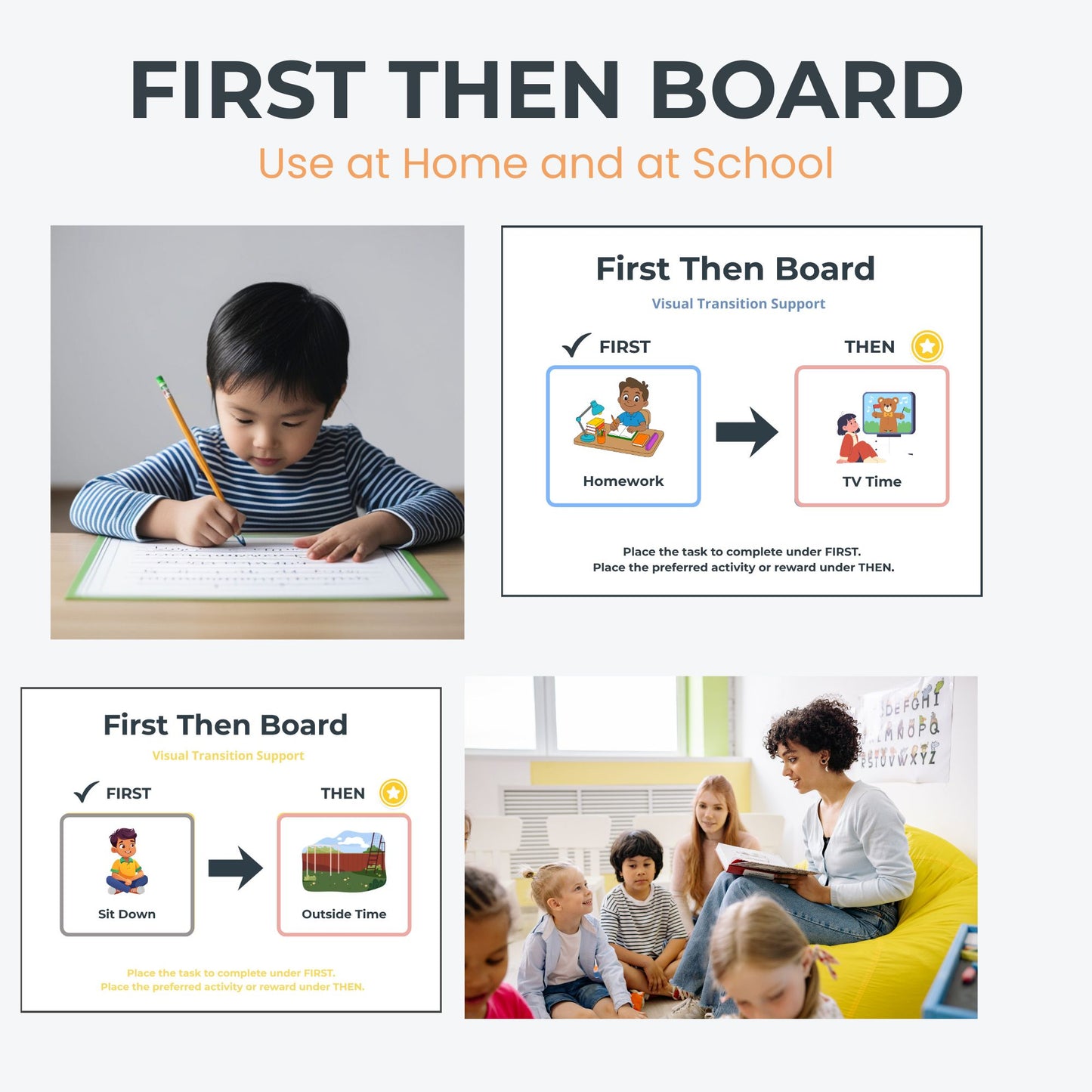 Autism and ADHD First Then Board Printable | 40 Visual Task and Reward Cards | Transition Support Tool