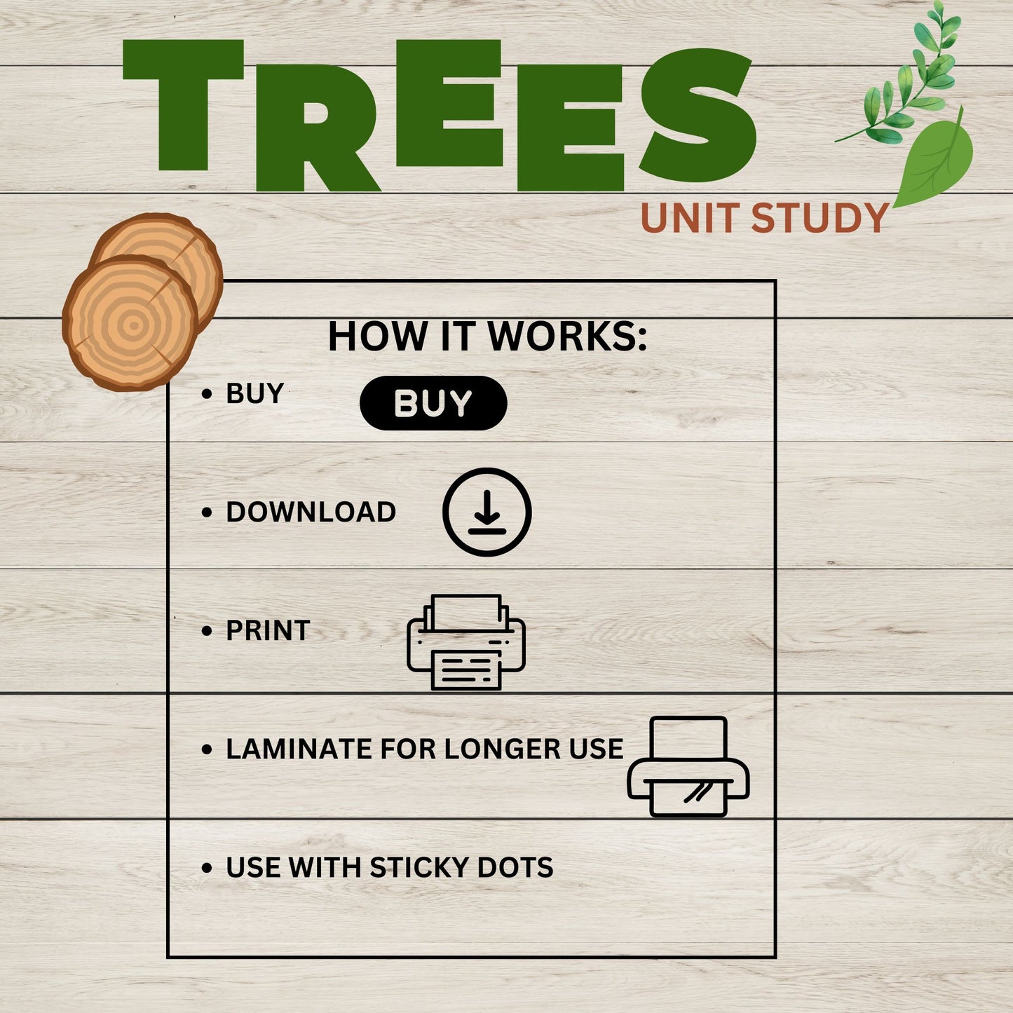 Tree Unit Study Bundle | Charlotte Mason Nature Study | Anatomy of a Tree Trunk & Parts of a Tree | Homeschool Learning Activities Printable