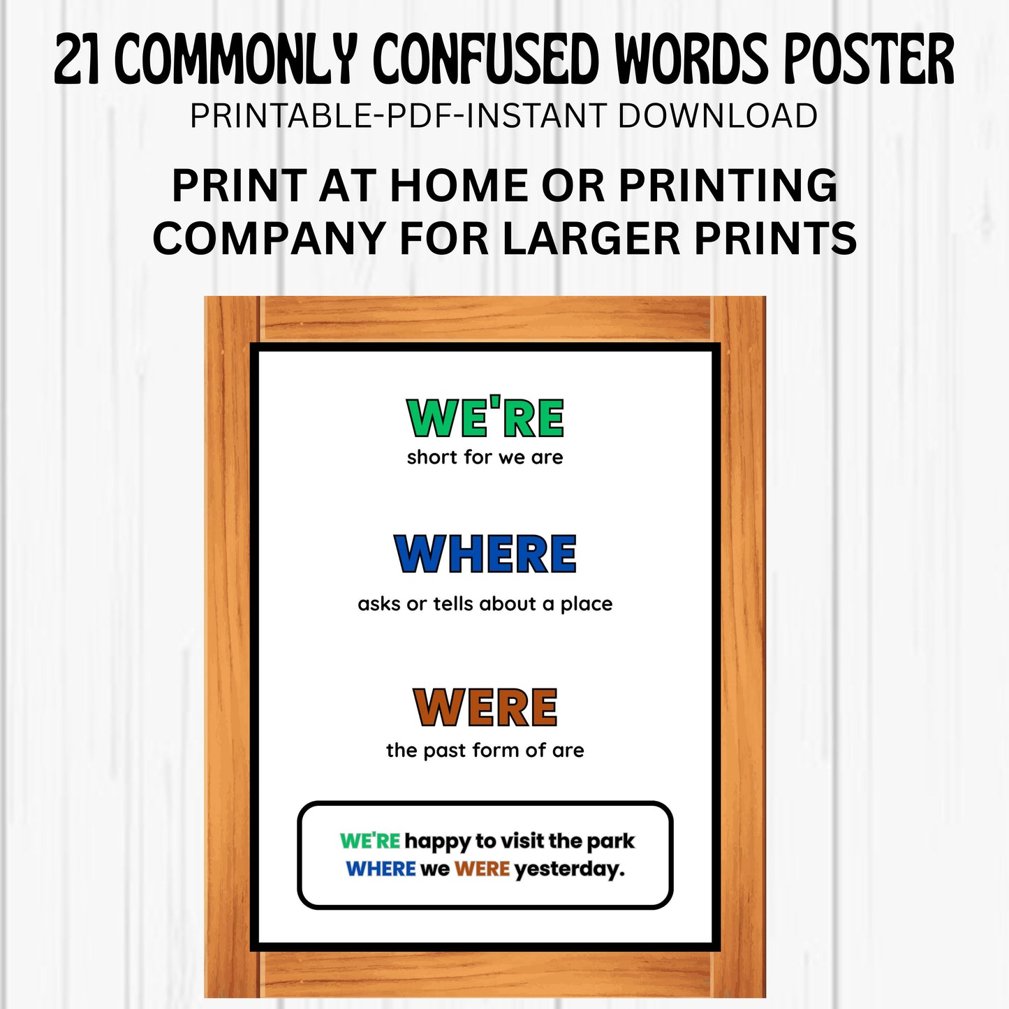 21 Commonly Confused Words Posters | Grammar Anchor Charts for Elementary Classroom and Homeschool