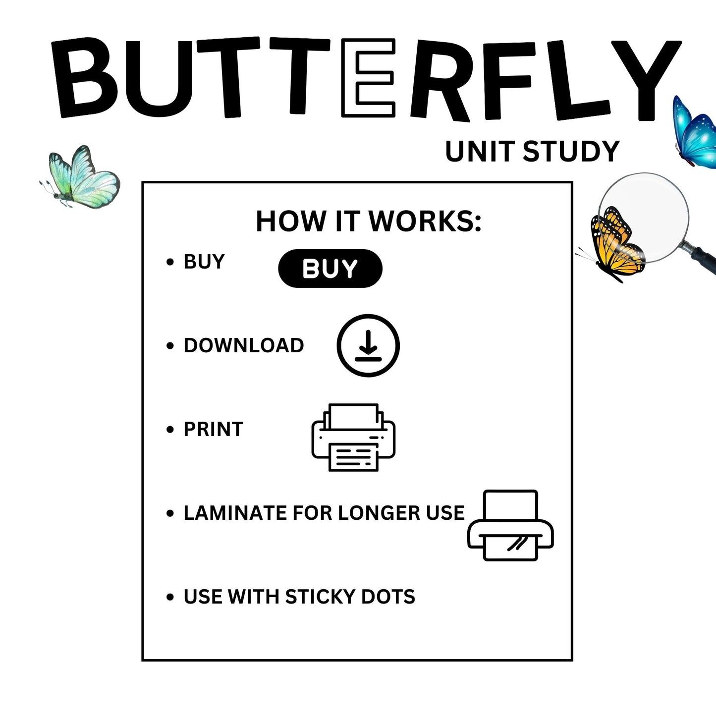Butterfly Unit Study Bundle Charlotte Mason Nature Study Homeschool Learning Materials Educational Prints Butterfly Preschool Busy Binder