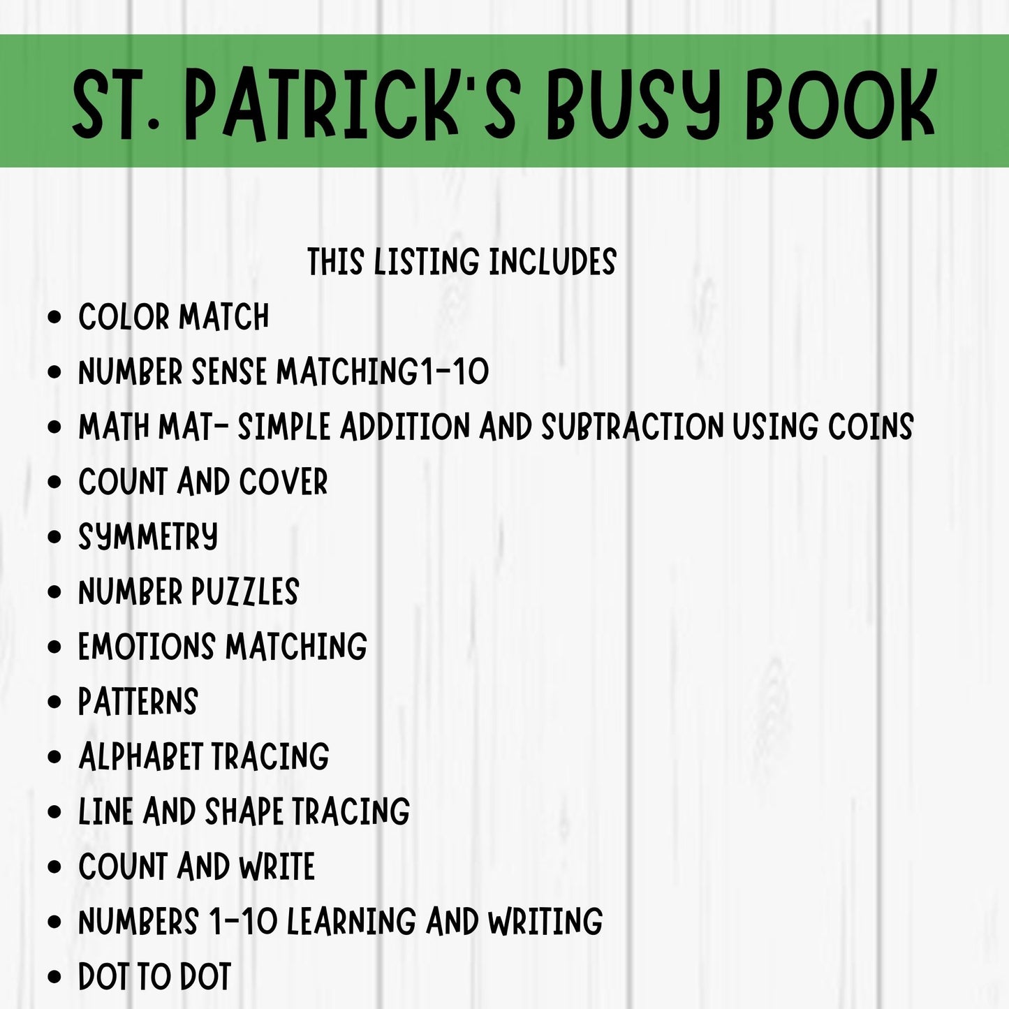 St Patricks Day Busy Book Printable Toddler Learning Binder Preschool Printables Homeschool Activity Book Educational Worksheets for Kids