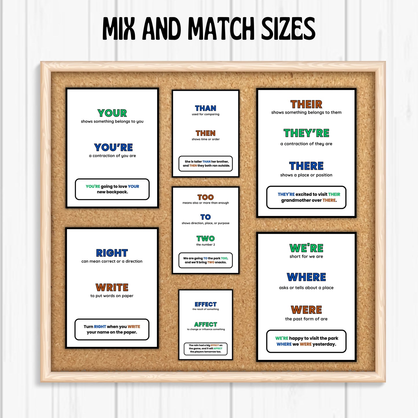21 Commonly Confused Words Posters | Grammar Anchor Charts for Elementary Classroom and Homeschool