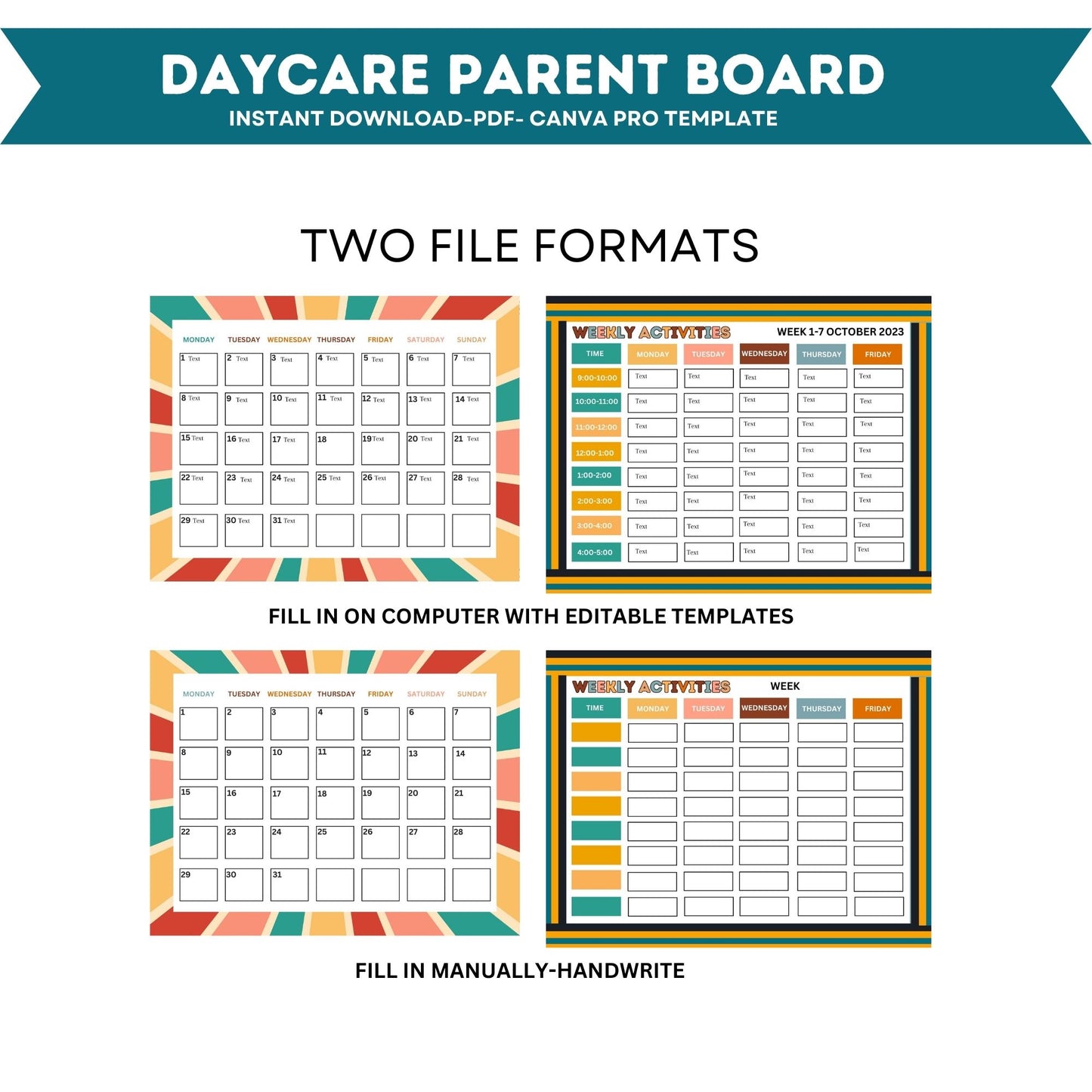 Daycare Parent Bulletin Board Template | Editable Canva Childcare Info Board | Daycare Management & Organization Forms