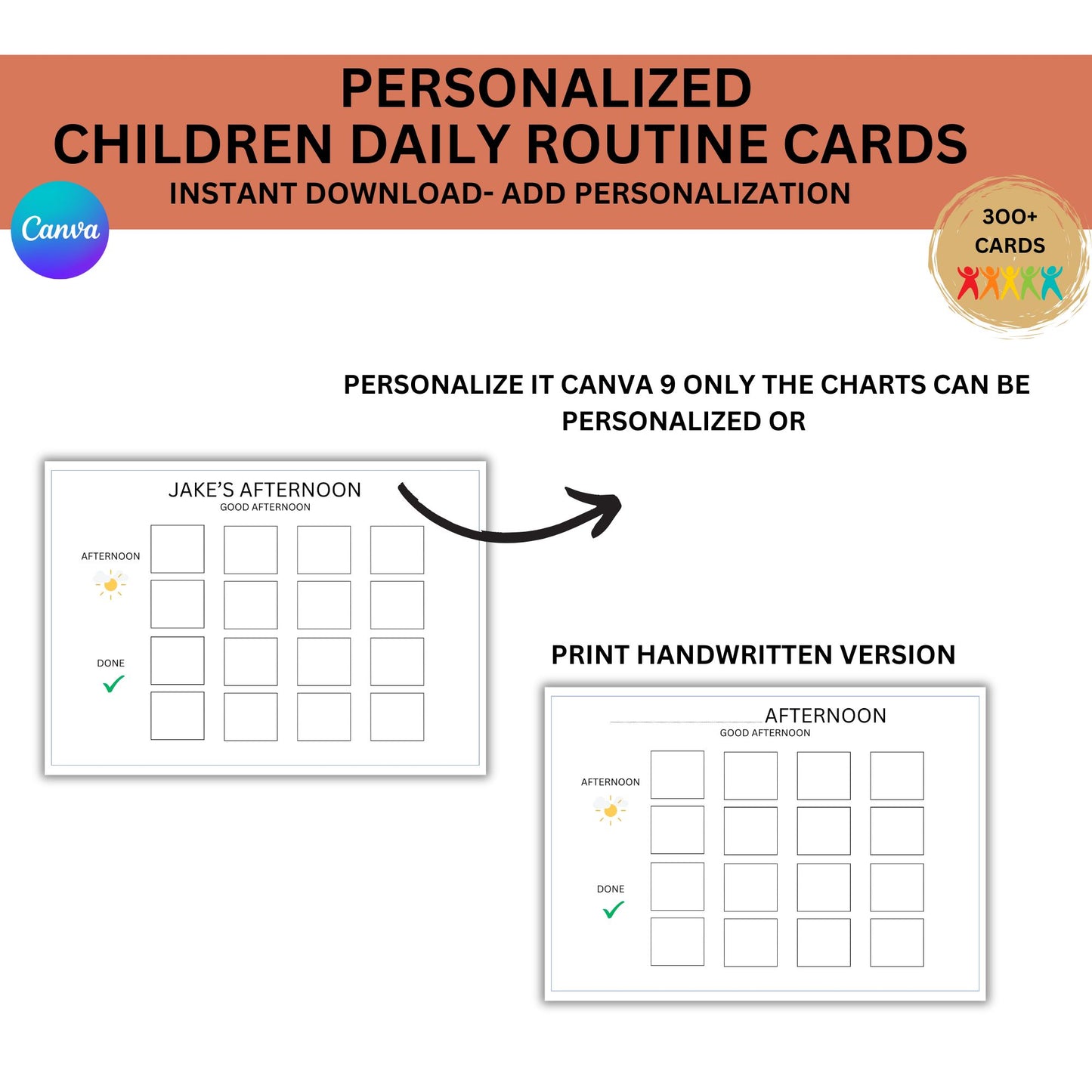 Canva editable daily routine chart template for autism visual supports