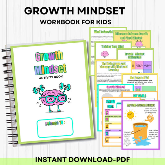 Grow Your Mind Worksheets for Kids – Social Emotional Learning Activities, Therapy Resources, Self-Love & Positive Thinking Challenge