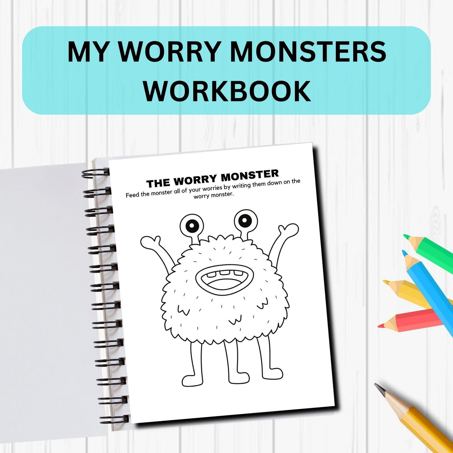 Worry Monster Anxiety Workbook for Kids | CBT Worksheets & Coping Skills | Printable Therapy Resources for Children | School & Home Use