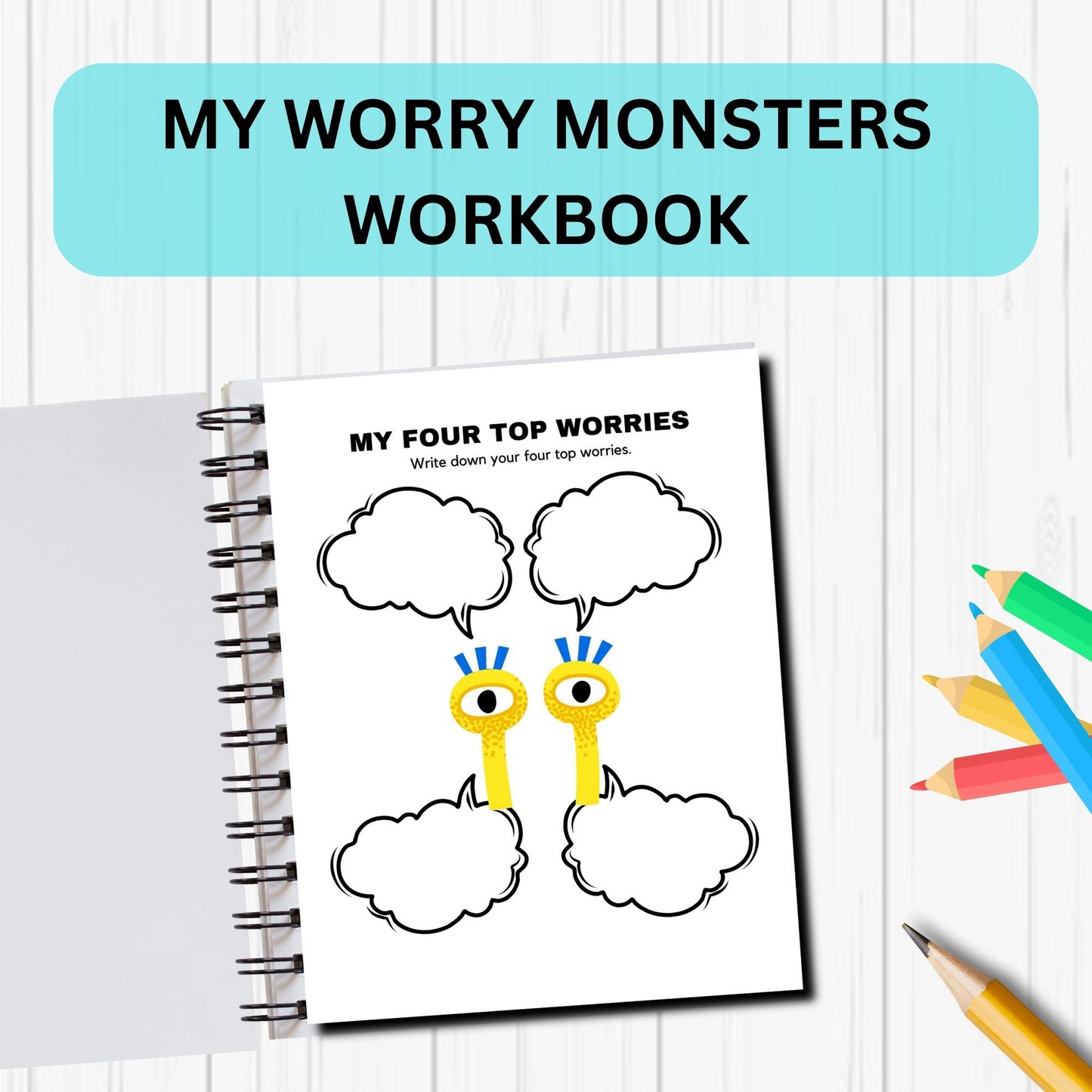 Worry Monster Anxiety Workbook for Kids | CBT Worksheets & Coping Skills | Printable Therapy Resources for Children | School & Home Use