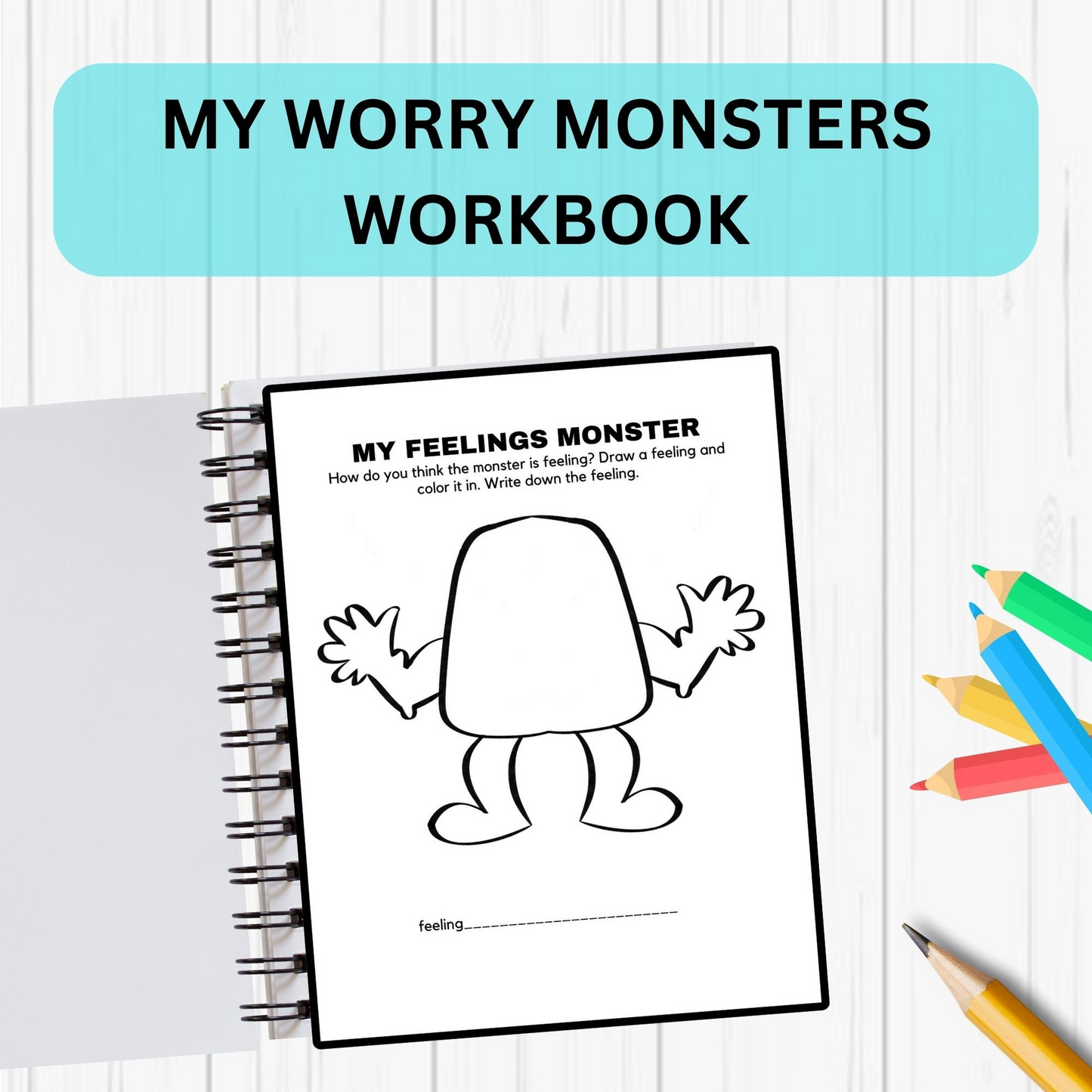 Worry Monster Anxiety Workbook for Kids | CBT Worksheets & Coping Skills | Printable Therapy Resources for Children | School & Home Use