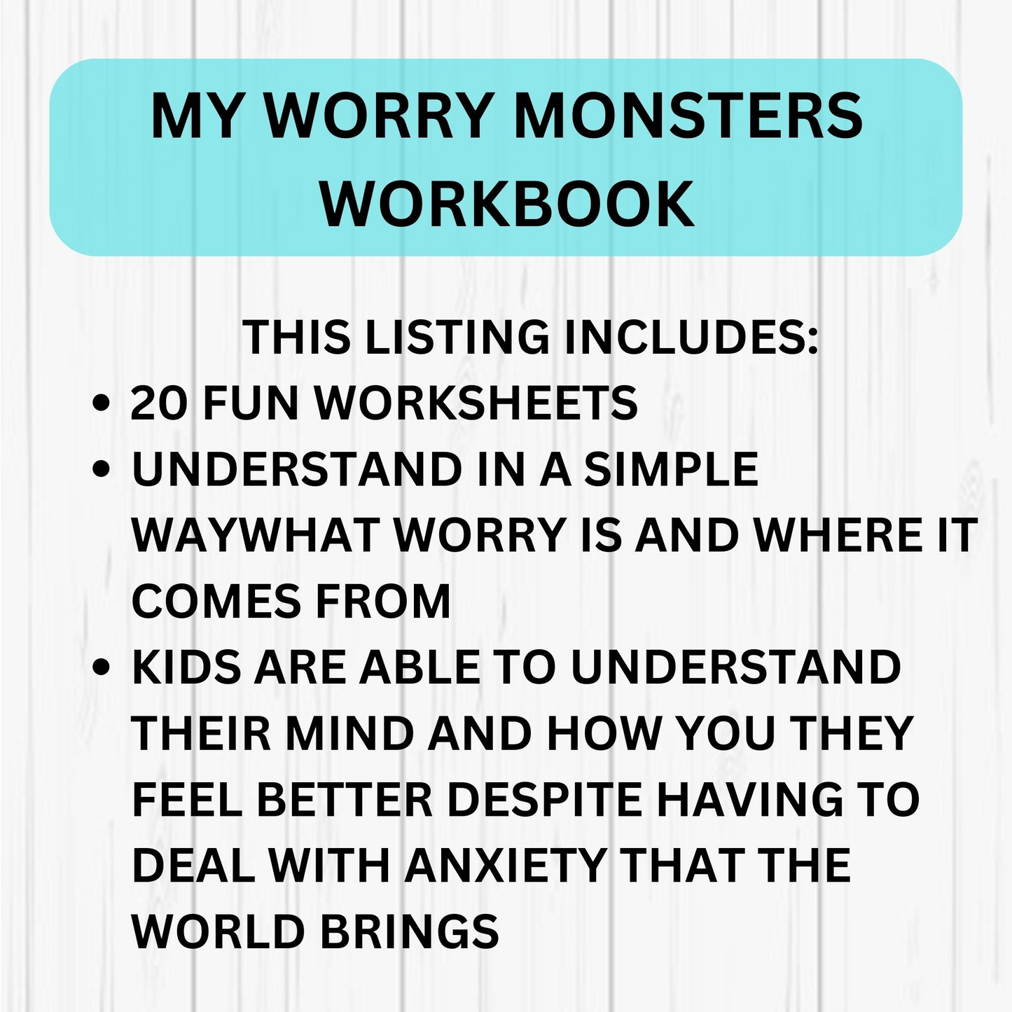 Worry Monster Anxiety Workbook for Kids | CBT Worksheets & Coping Skills | Printable Therapy Resources for Children | School & Home Use